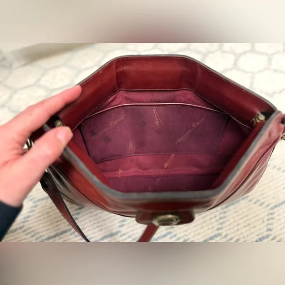 ETIENNE AIGNER Vintage Burgundy Leather Flex-Frame Shoulder Bag/Clurch Purse - Picture 13 of 16
